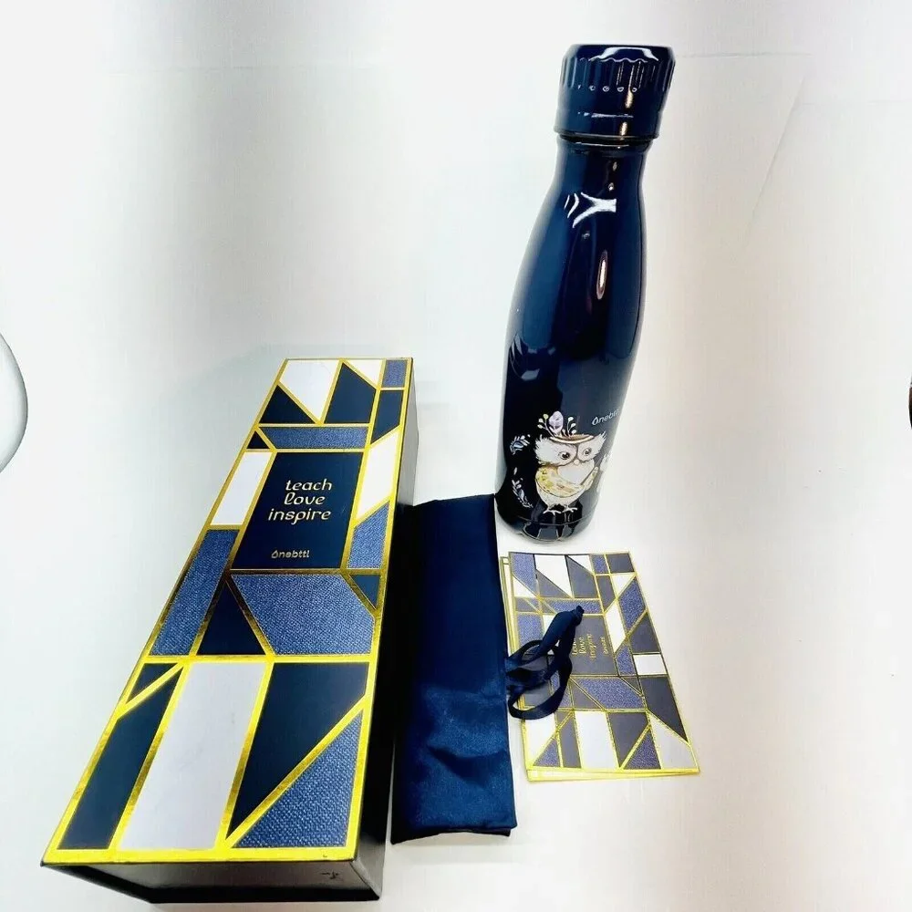 NIB Owls Stainless Steel Water Bottle Double Wall Insulated Sport Hiking Outdoor